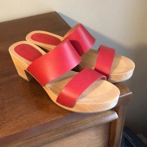NIB Madewell Clara Clog Sandal in Lipstick red